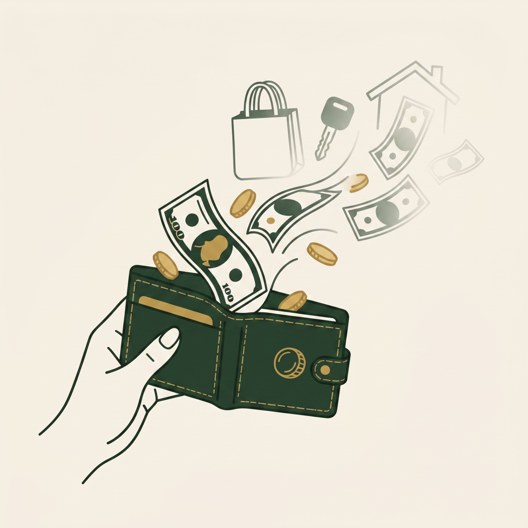 Money leaving a wallet