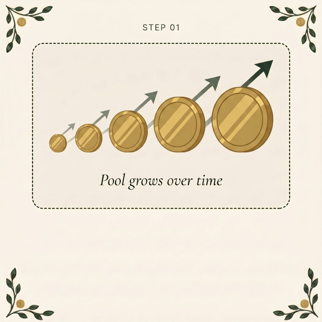 Step 1: build the pool, where cash value grows over time